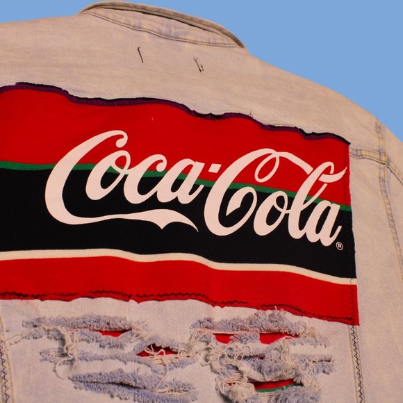 1 of 1 Coca - Cola Jean Jacket Handmadw - Picture 5 of 9